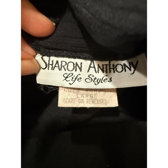 Vintage Sharon Anthony Black Skort Womens Large Elastic Waist Midi Flowy USA - Picture 5 of 8